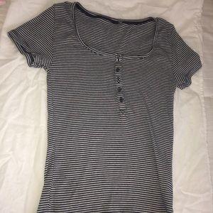 Simple black and white swoop neck t-shirt